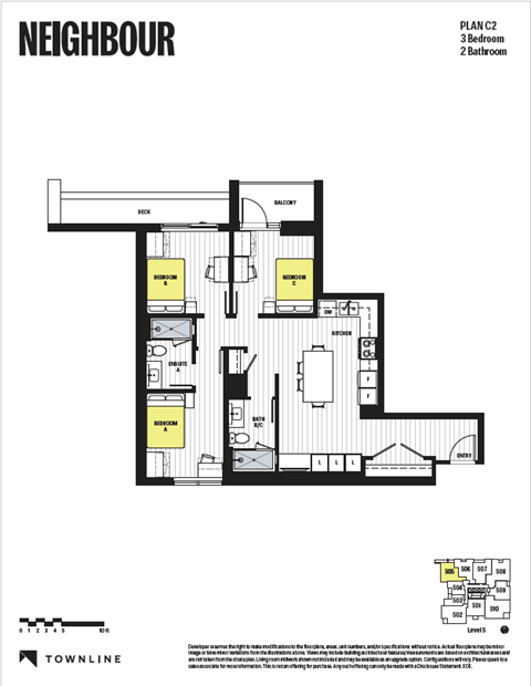 Floor plan for 3 beds, 2 baths, 266 sqft